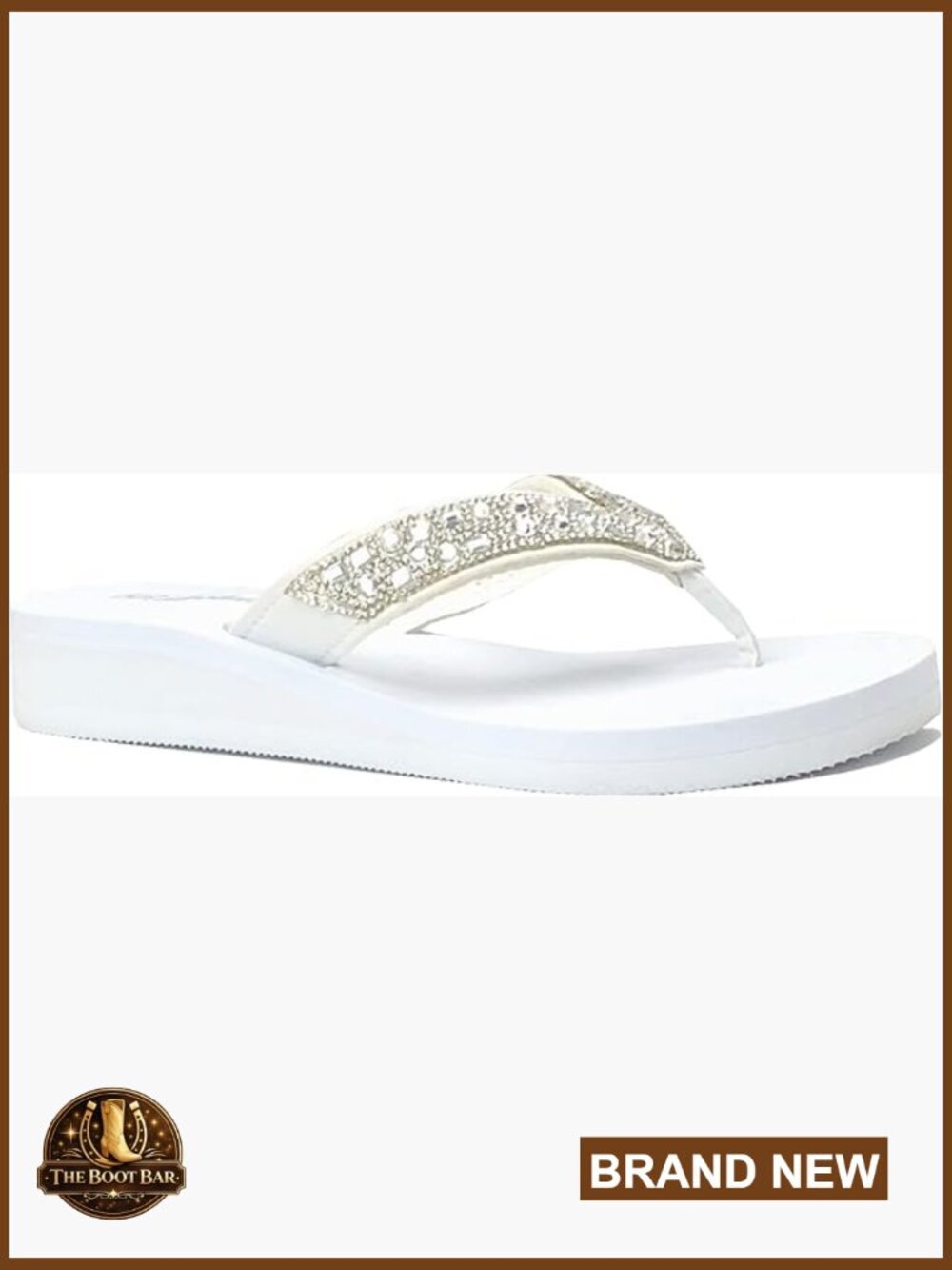 Rhinestone T-Strap Wedge Sandals Platform Flip Flops